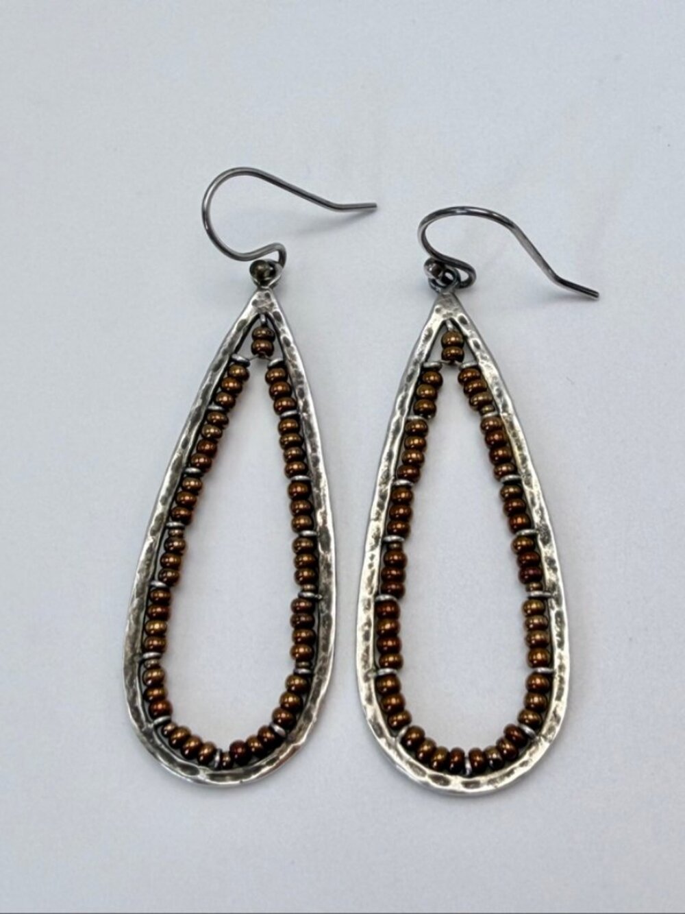 Silpada 925 Sterling Teardrop Dangle Earrings – Hammered Boho